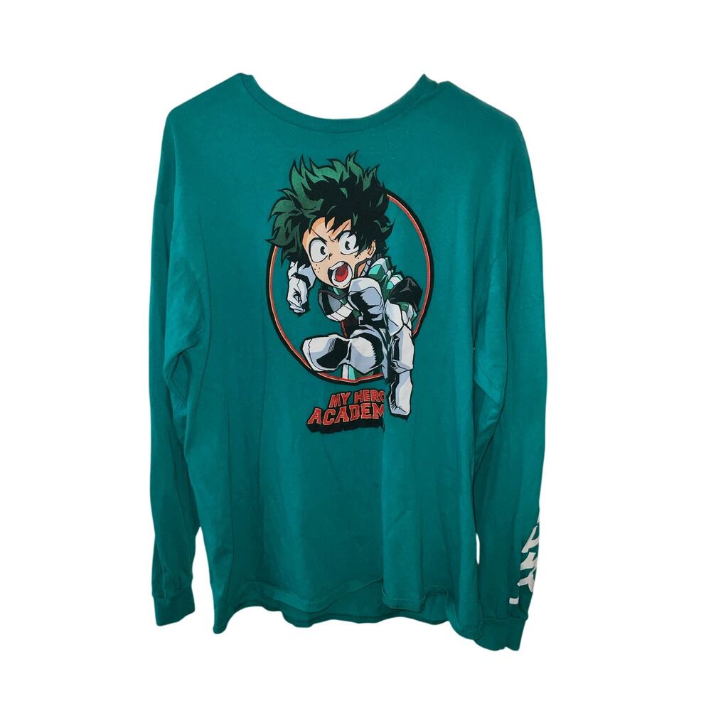 My Hero Academia Mens Deku All Might Anime Graphic Long Sleeve T-Shirt Size L